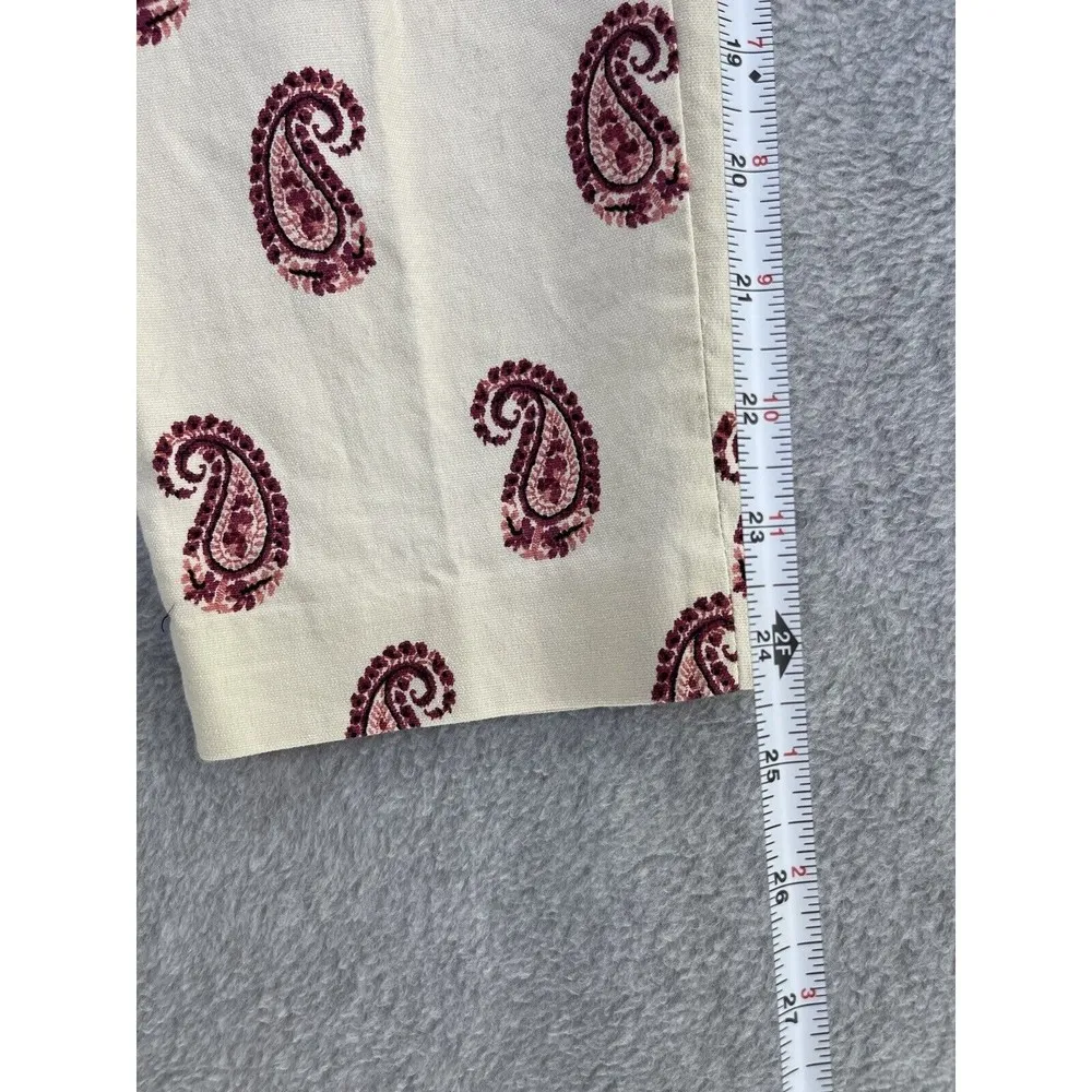 LOFT Ann Taylor Women's ZOE Ankle Pants Off White Paisley Print Size 8 Cotton - Image 7