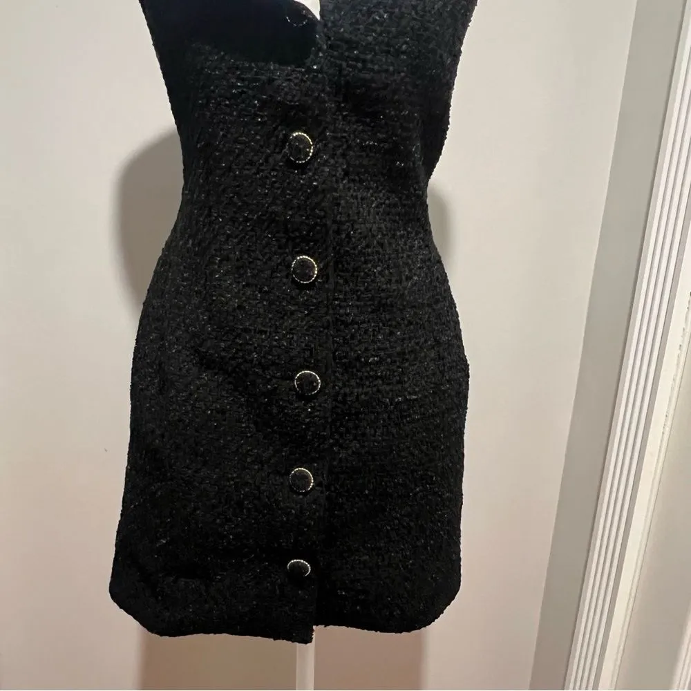 NWT Endless Rose Contrast Collar Tweed Mini Dress size xs women's with pockets! - Image 9