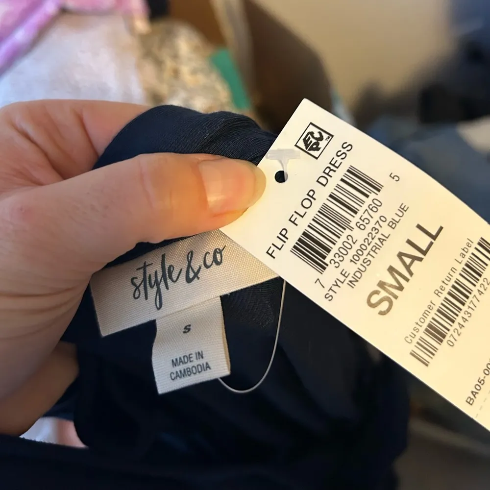 Nwt Style & Co Navy Blue Flip Flop Jersey Knit Sundress - Image 3