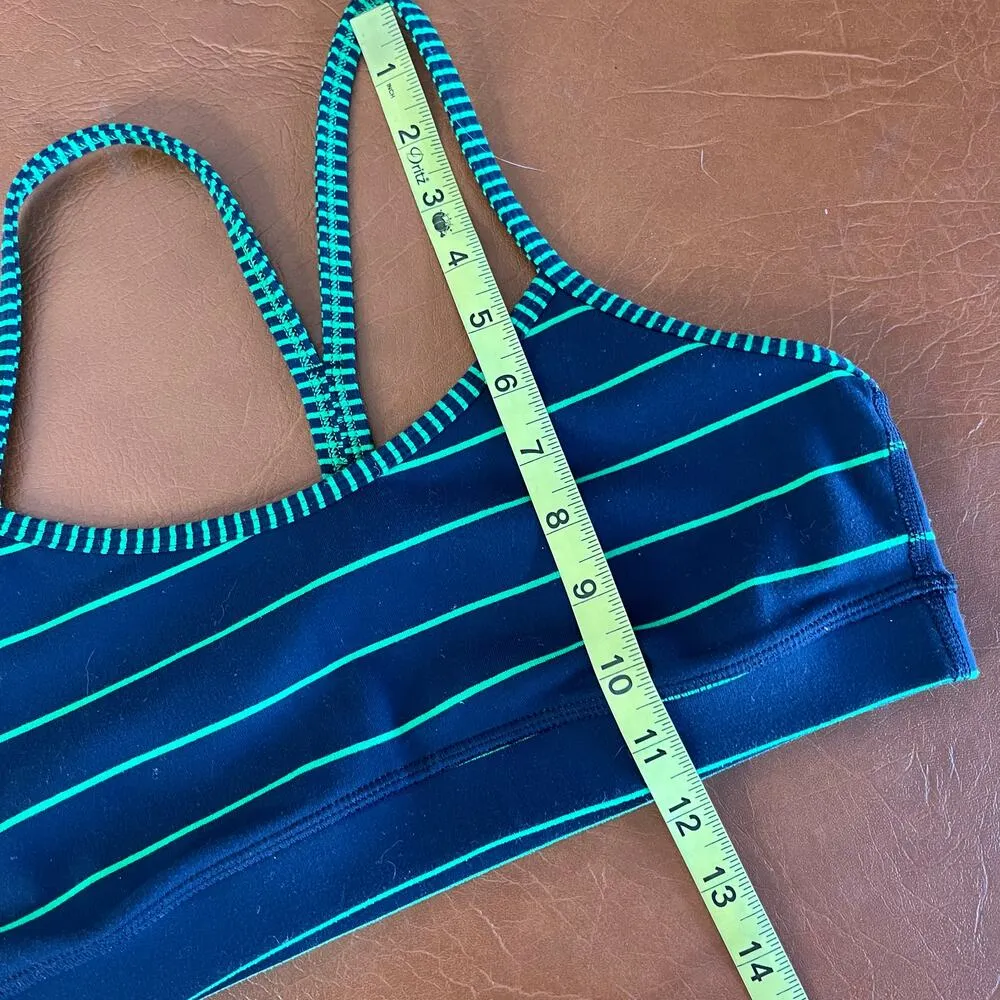 Lululemon Flow Y Athletic Sports Bra Size 4 Blue and Green Stripe Racerback Gym‎ - Image 7