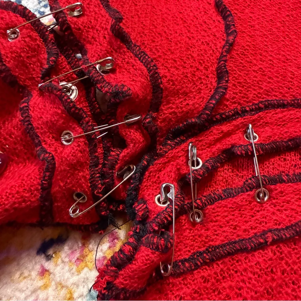 RARE Vintage Y2K Lip Service Goth Punk Safety Pin Top Size Small - Image 5