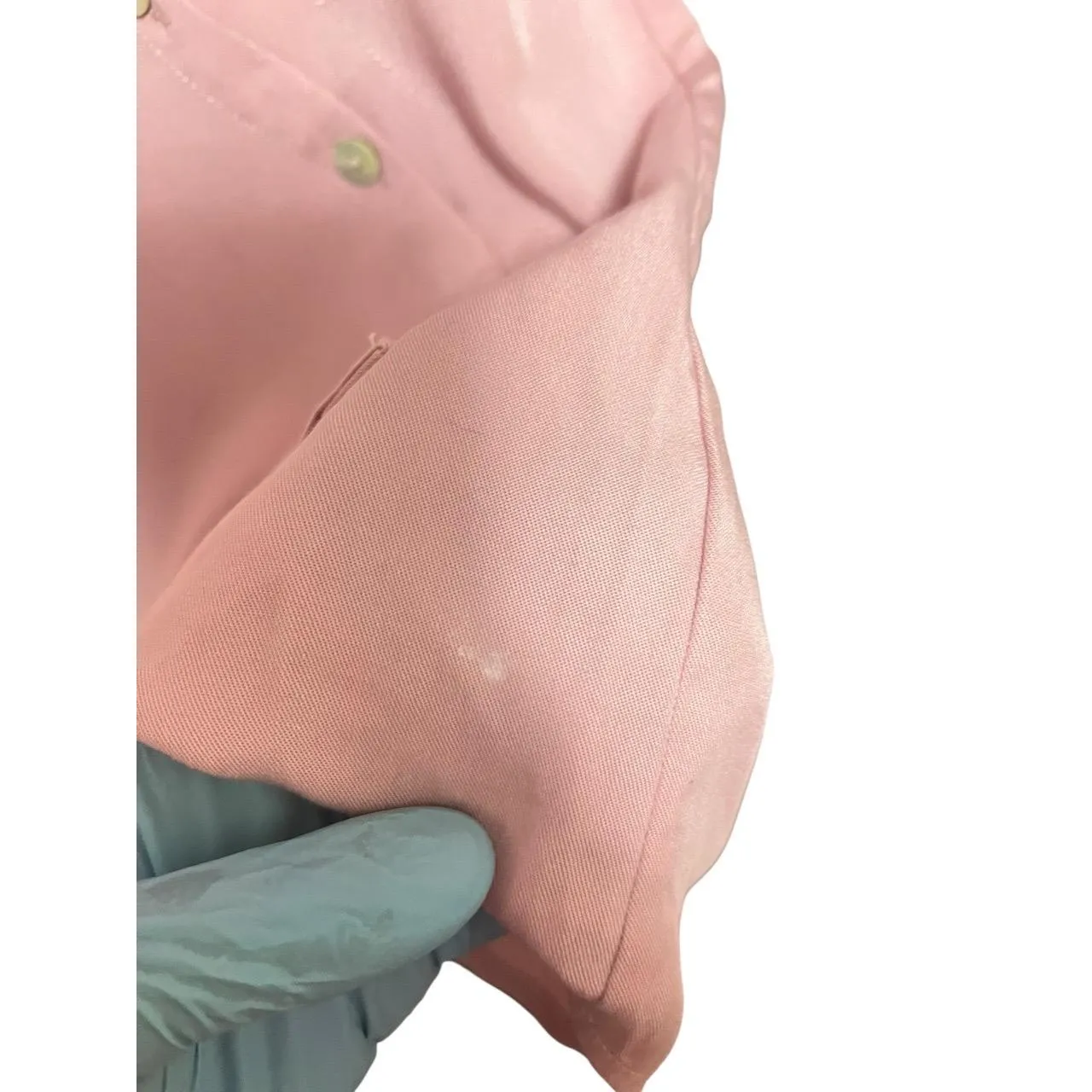 Soft Surroundings Button Up Shirt Womens PM Pink Asymmetrical Roll Tab *Flaws - Image 4