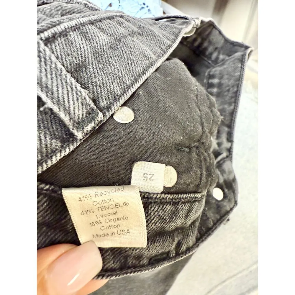 Reformation Allie High Rise Frayed Hem Jean Short Monterey Wash Black Women's 25 - Image 8