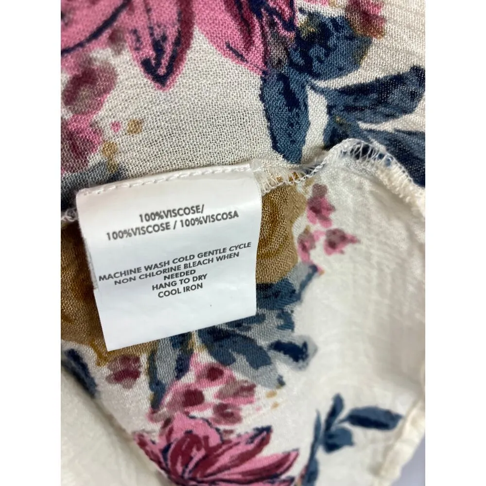 O'Neill Floral Off Shoulder Crinkle Top Ivory White Size Small - Image 4