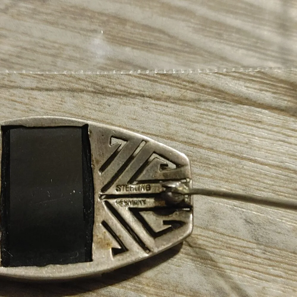 Brooch Antique Art Deco Sterling Silver Black Onyx Brooch Pin Made In Germany - Image 2