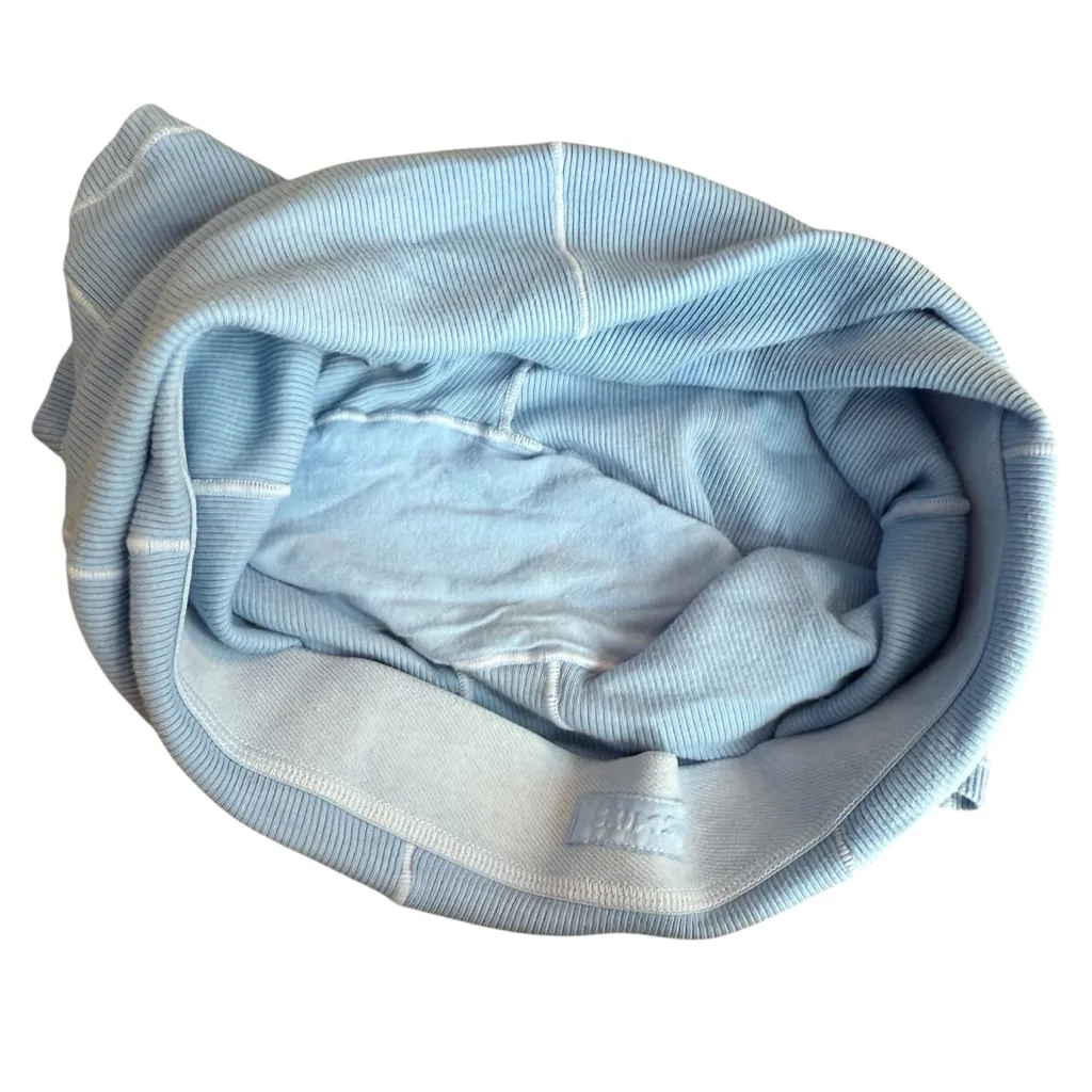 Skims‎ Womens M Logo Band Boyfriend Biker Shorts Light Blue Ribbed Loungewear PJ - Image 7