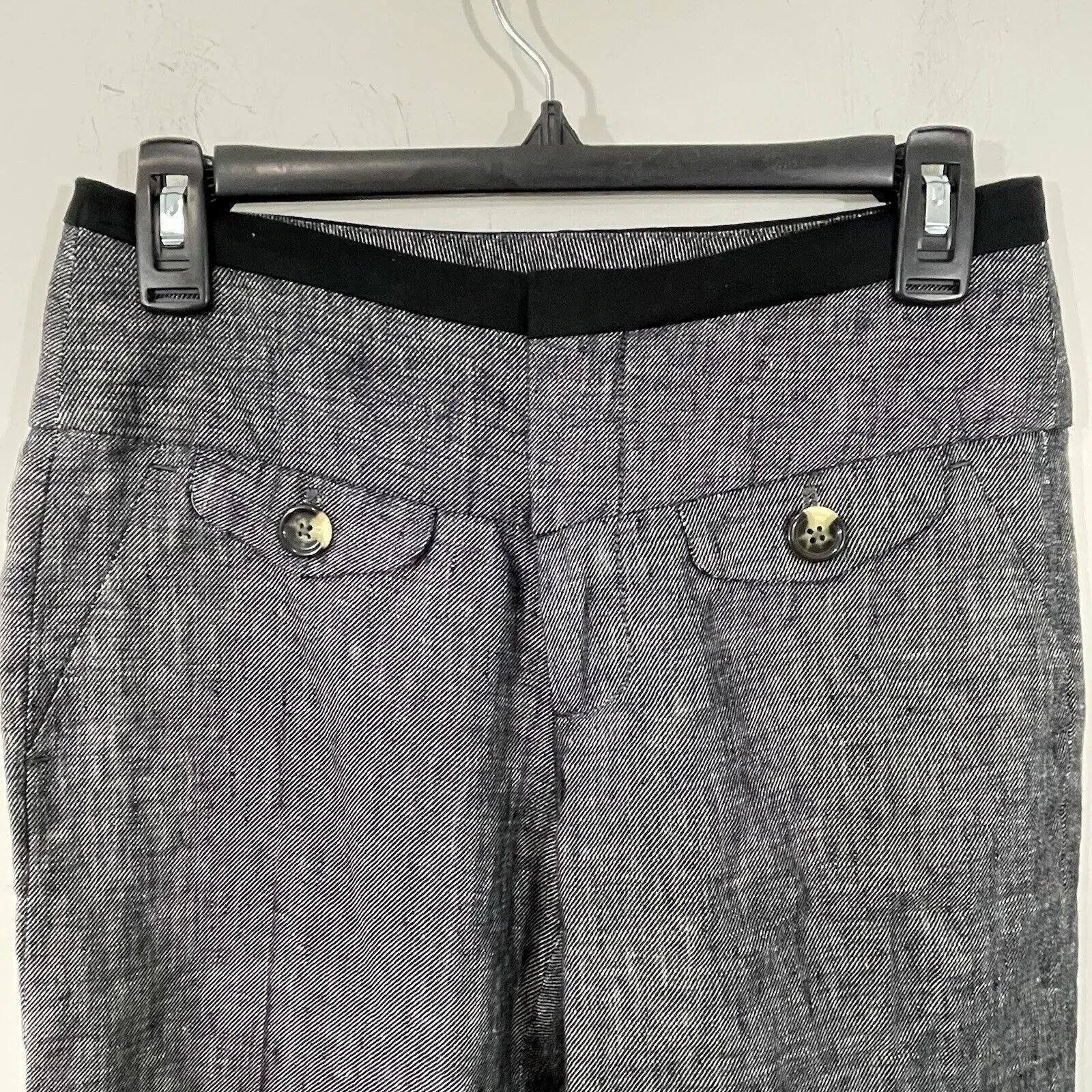 NEW Elevenses Womens‎ Trousers Wide Leg 100% Linen Pants Cuffed Hem Black Sz 2S - Image 3