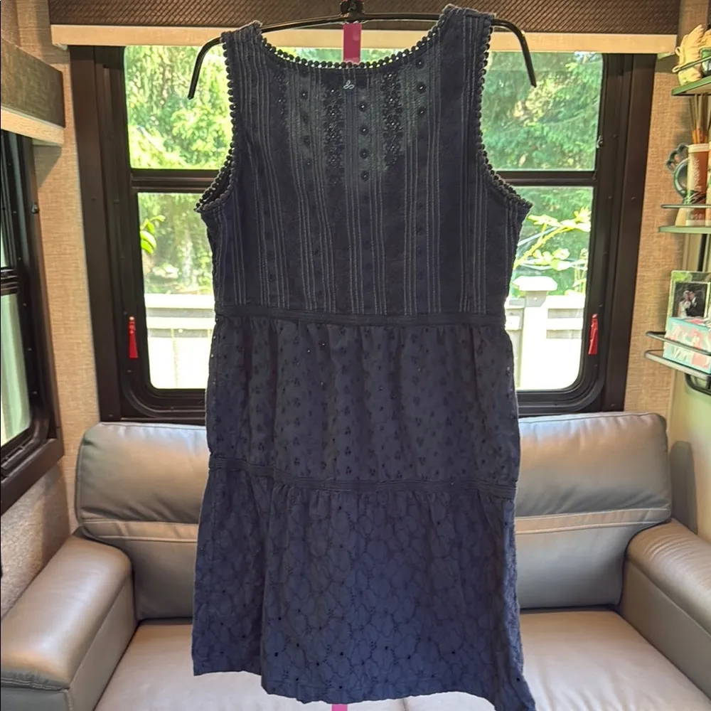 Prana Navy Textured Sleeveless Top eyelets size Small hundred percent cotton - Image 8