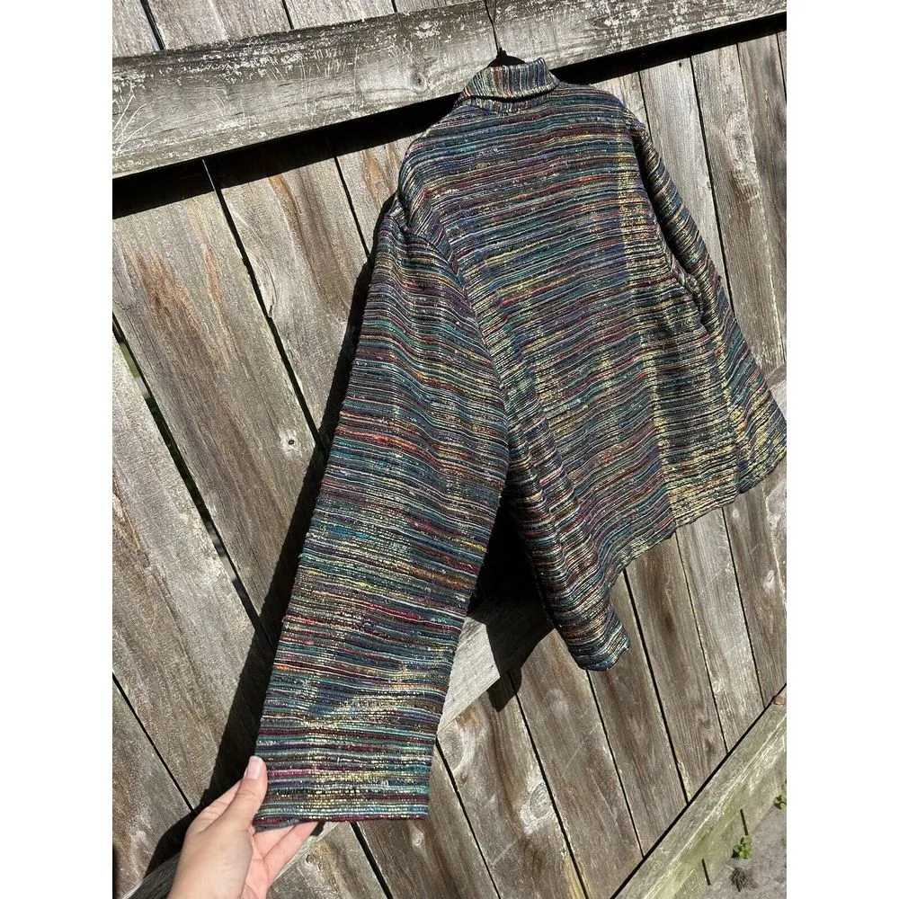 TANTRUMS COLLECTION Metallic Silk Blend Jacket Blazer Stripe Vintage Medium‎ - Image 9