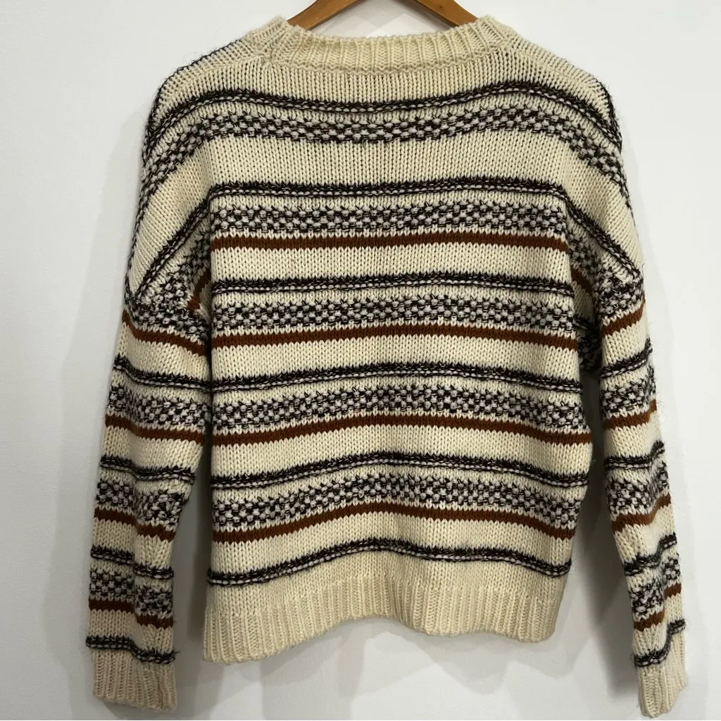 ELSAMANDA wool mohair alpaca blend chunky knit sweater Women’s SIZE MEDIUM cozy Tan - Image 4