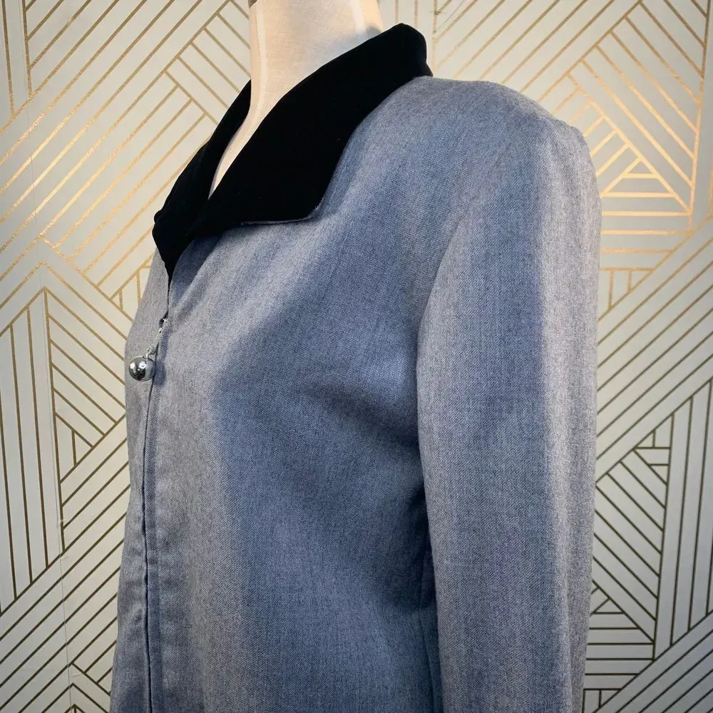 Henri Bendel Vintage Velvet‎ Collar Zip Shift Dress - Image 5