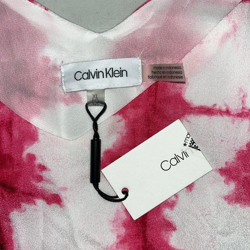 Calvin Klein NWT Size XL White - Pink & Black Watercolor Print Tank Top Camisole - Image 4