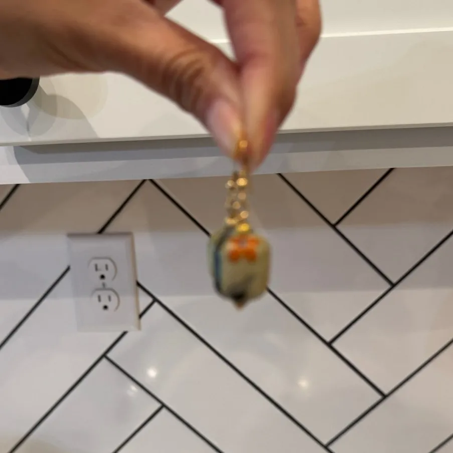 Vintage paper wrapped wooden bead dangle earrings bohemian artsy quirky handmade - Image 6