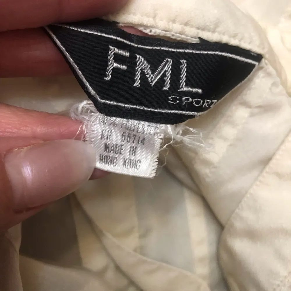 Vintage Candlelight Ivory High Neck Blouse from FML Sport Made in Hong Kong Size M - Image 12