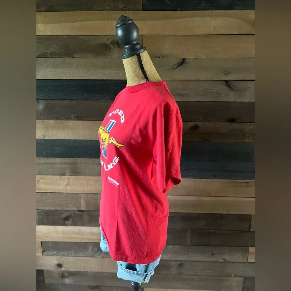 Vintage 90's Ford Mustang Red Short Sleeve T - Image 3