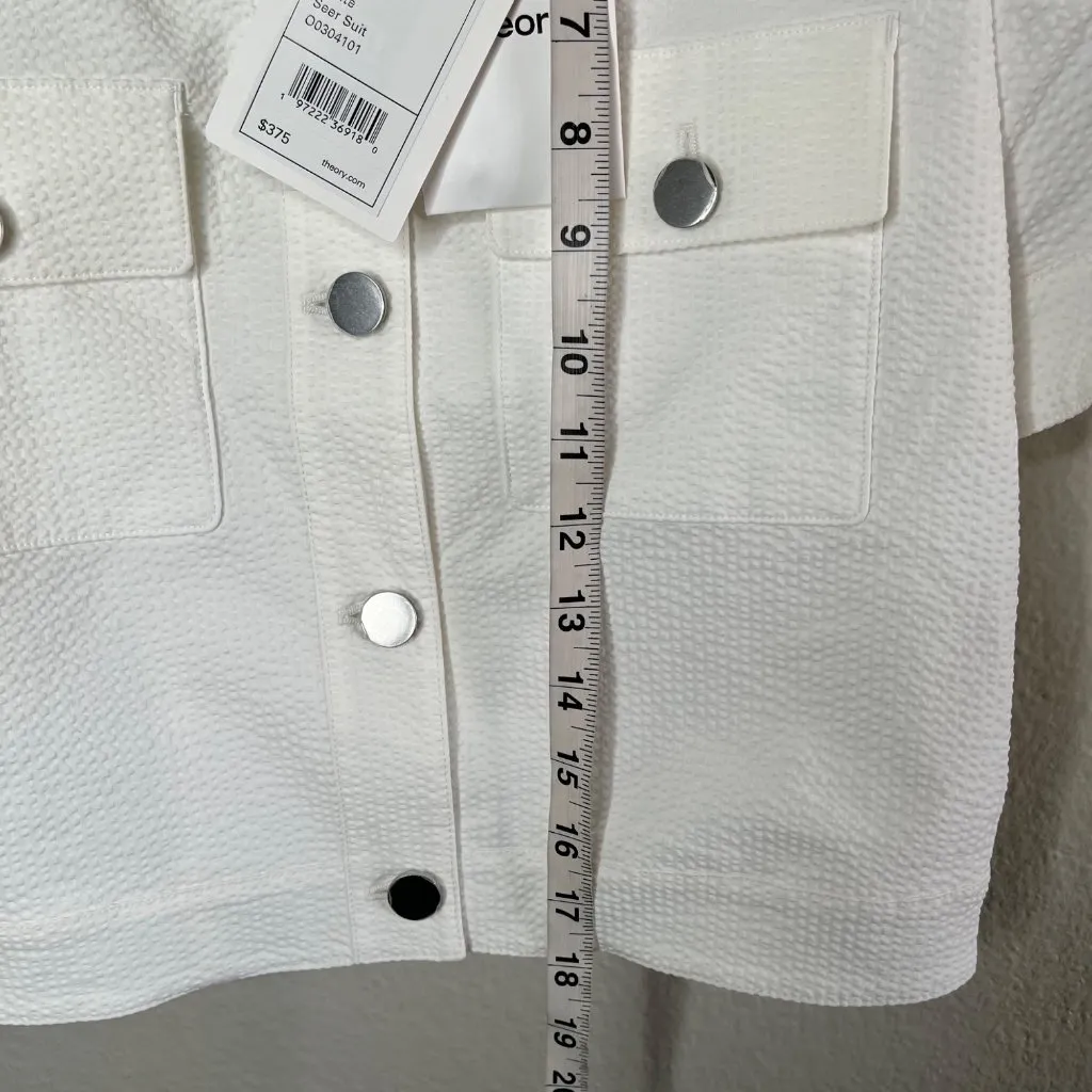 Theory Womens White Short Sleeve Seer Suit Crop Jacket 2 - Image 9