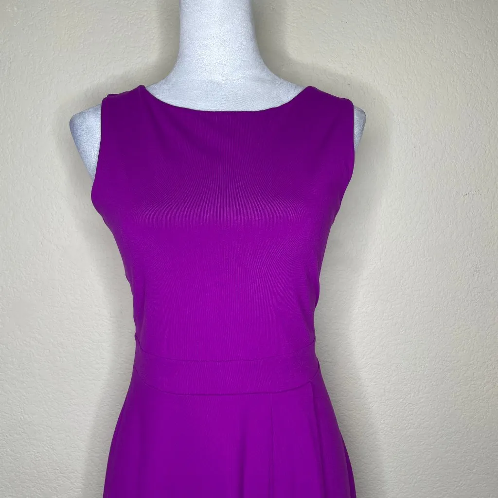 Susana Monaco Purple Asymmetrical Pleated Sleeveless Low Back Midi Dress Sz L - Image 2