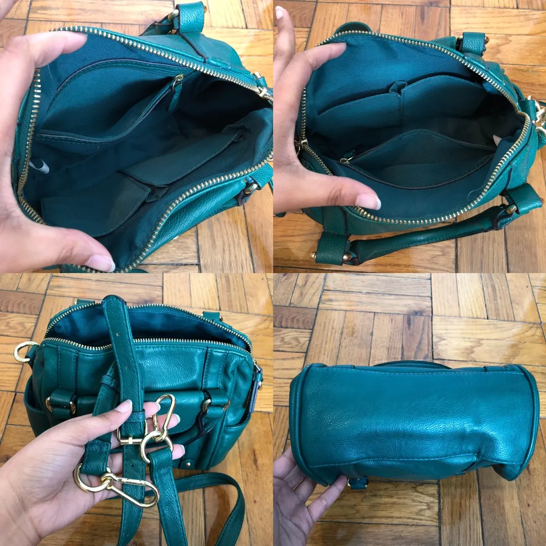 Leather Crossbody Purse Green - Image 7