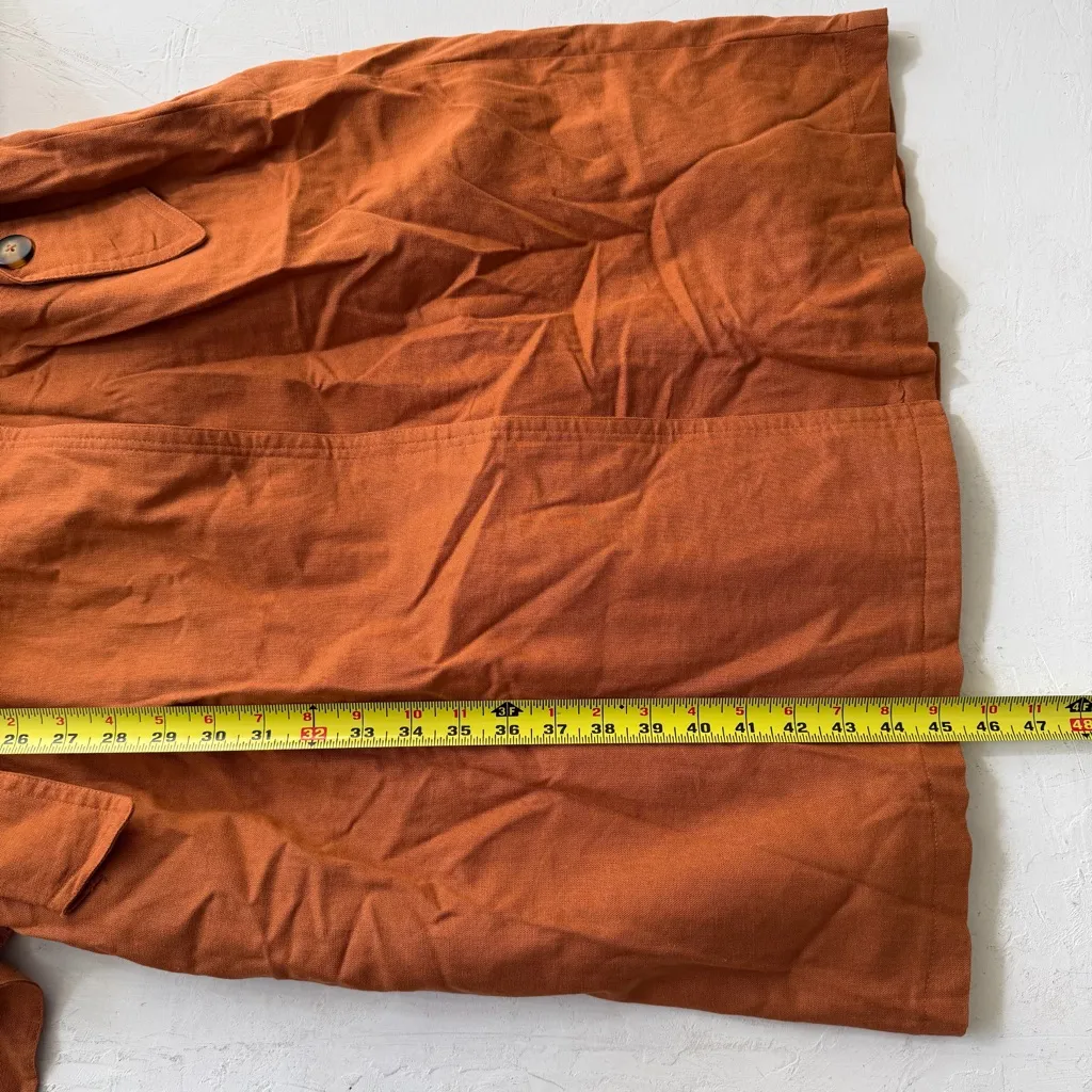Jen's Pirate Booty Basic Instinct Trench Coat Sunburn Linen Blend Size M/L - Image 10