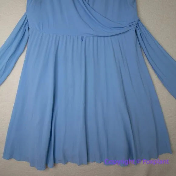 New! Maggy London blue tie waist faux wrap round neck sleeveless drses, size 24W - Image 4