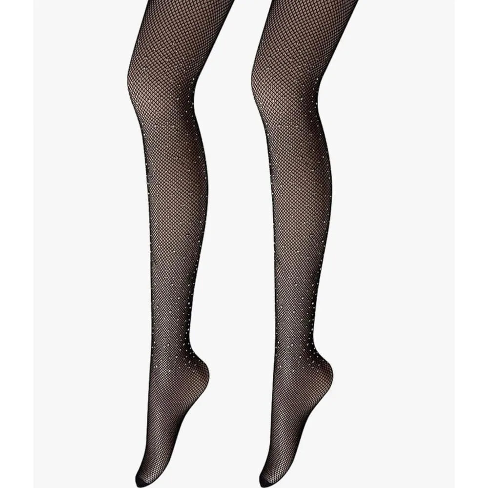Sparkly Fishnet Tights Rhinestone Embellished‎ Pantyhose Party Clubwear H - Image 3
