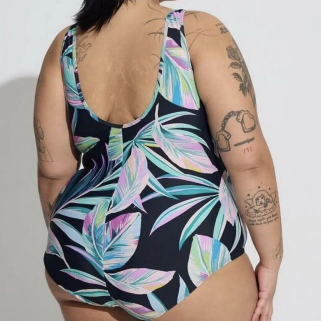 Torrid Tropical Wireless Mesh High Neck One Piece Swimsuit - Size 22/24 (3) - Image 2