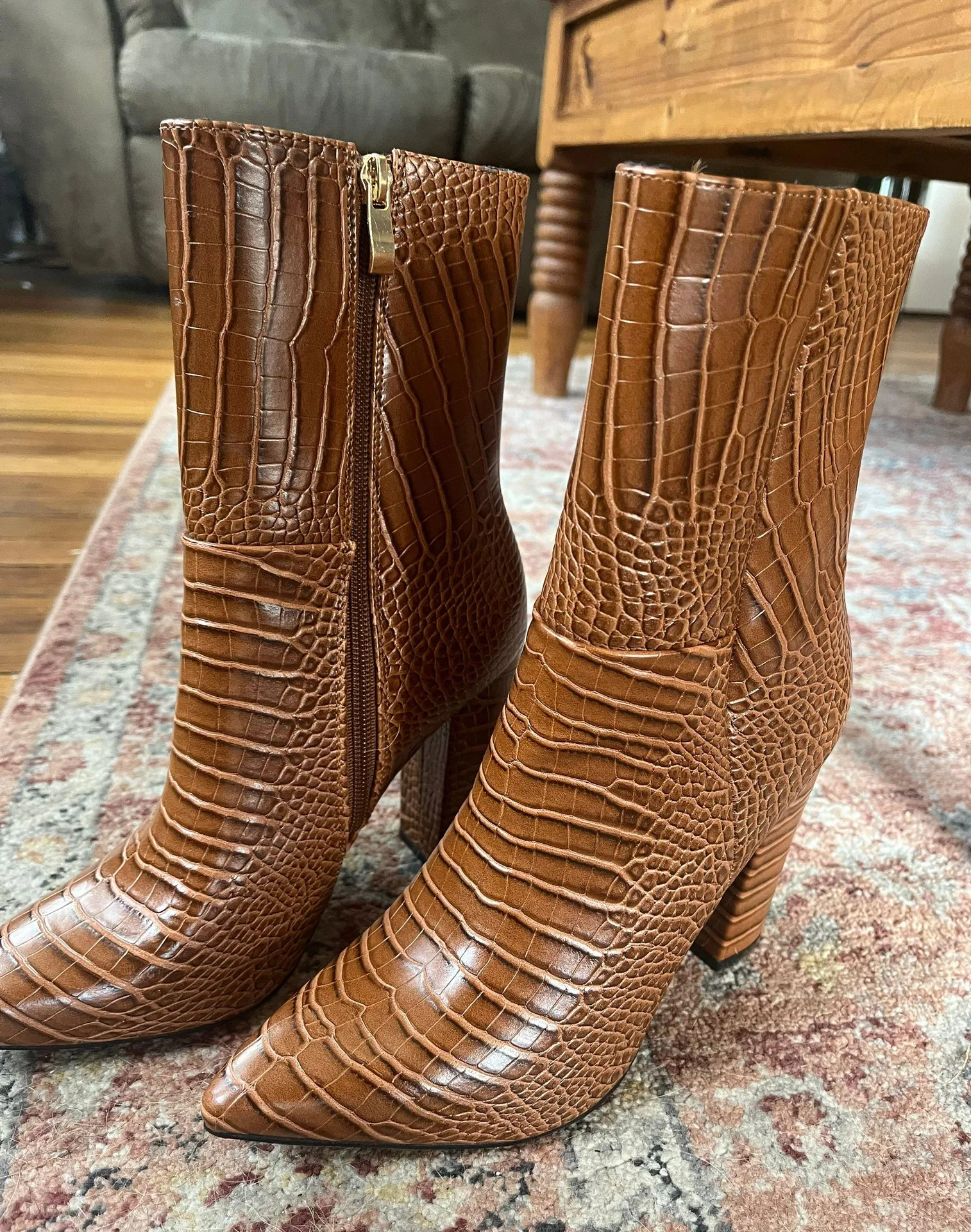 Brown Booties Size 8 - Image 4