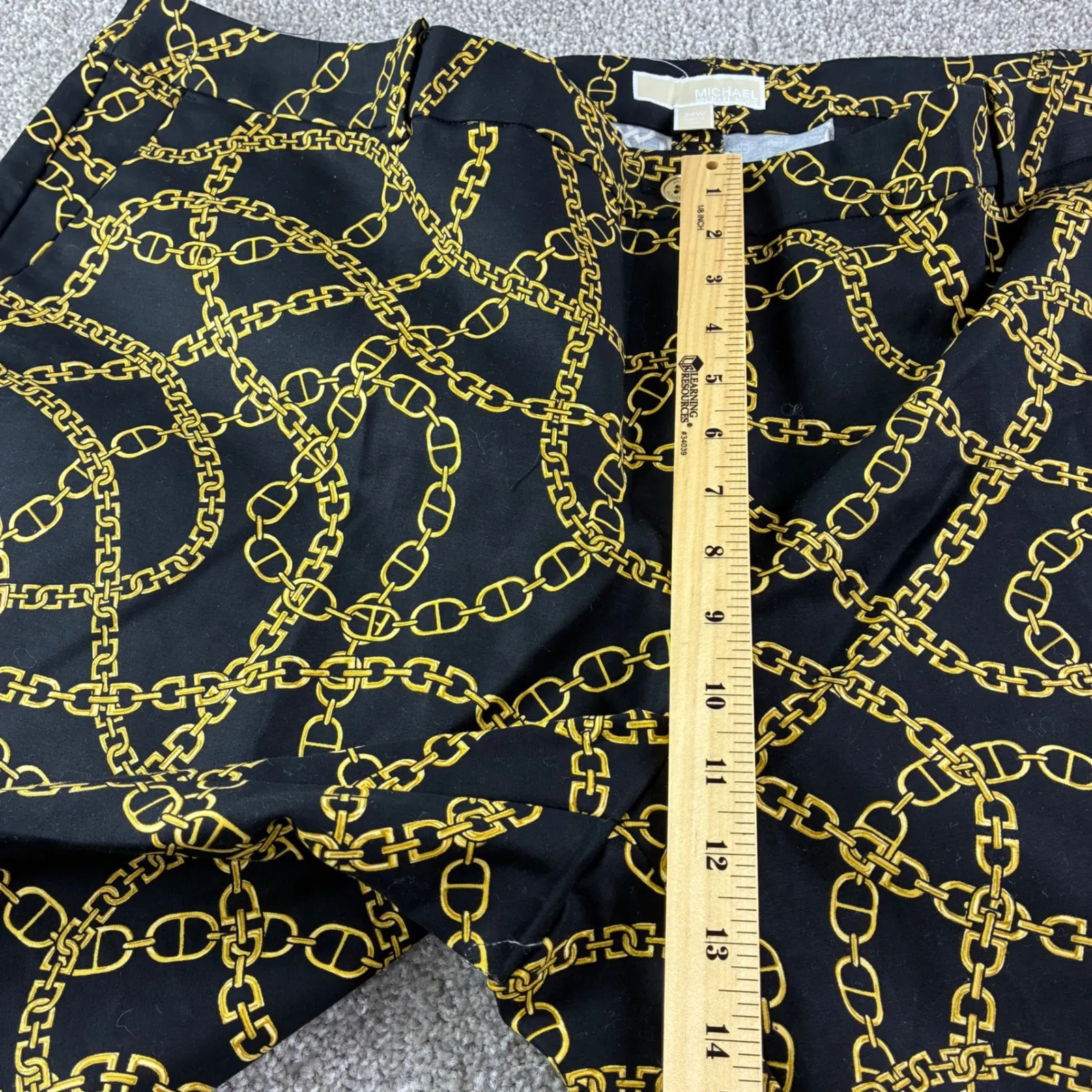 Michael Kors Womens 24W Black Gold Keegan Chain Print Miranda Slack Trouser Chic - Image 8