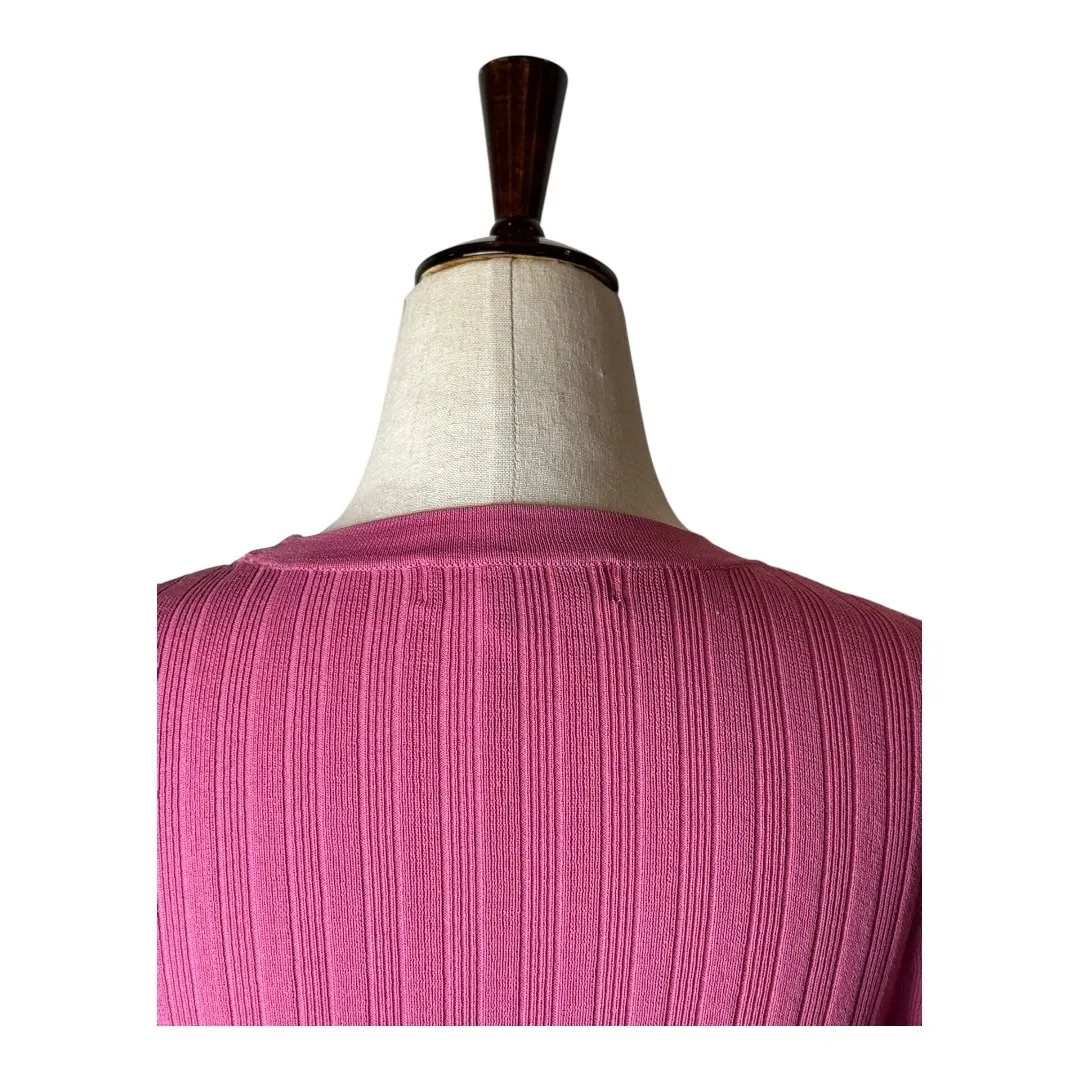 Princess Highway Sweater Women 10 Pink Ribbed Knit Puff‎ Sleeve Top Preppy - Image 9