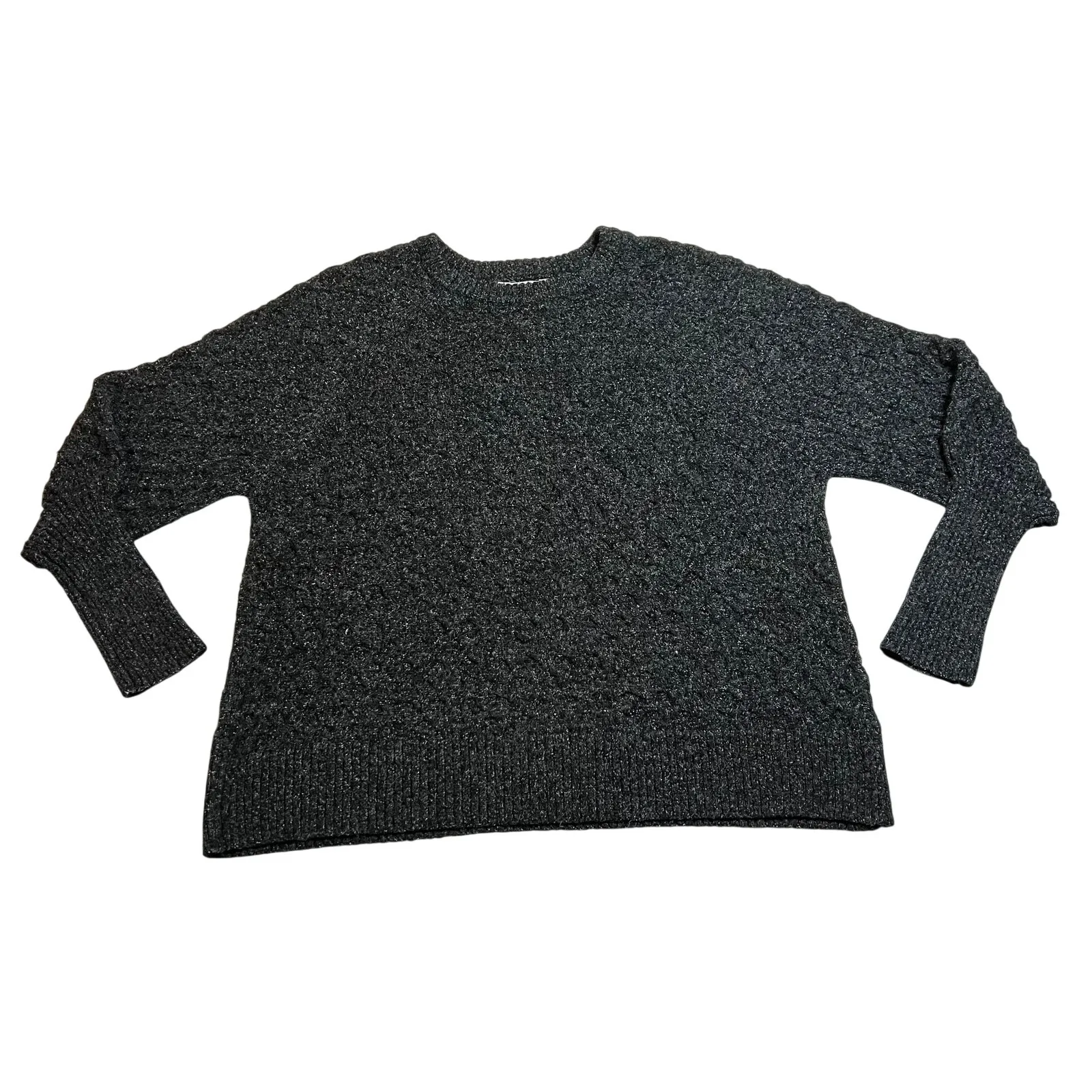 Terra & Sky Honeycomb Knit Pullover Sweater Size 0X Ballon Sleeve Casual Neutral - Image 3