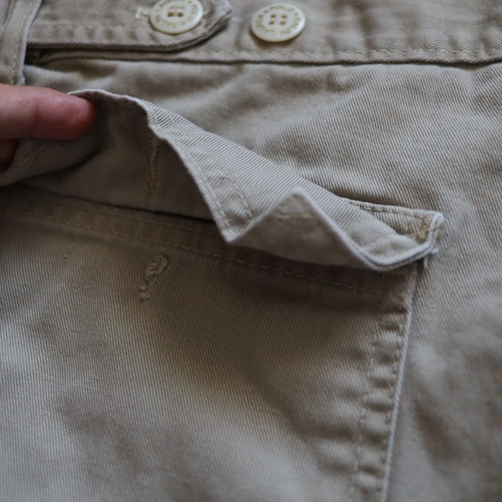 Vintage Polo Ralph Lauren Y2K Khaki Shorts High Waist Utility Pockets Women's 33 - Image 7