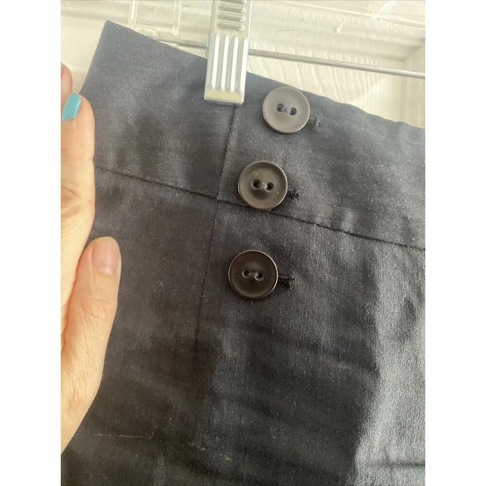 Classiquest Entier Nordstrom Navy Linen Blend Dress‎ Pants Size 2 Wide Leg Crop - Image 2