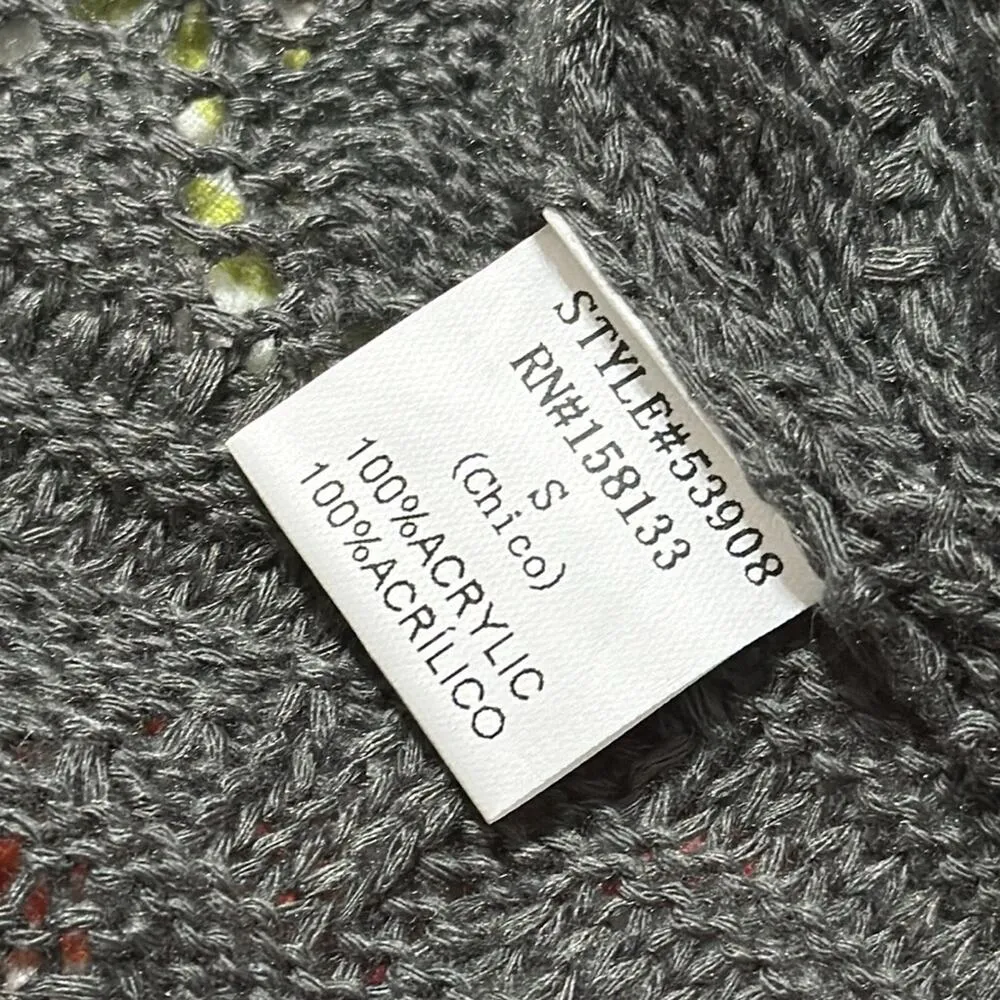 STACCATO women small grey balloon sleeve sweater cardigan 3/4 sleeves open front - Image 8