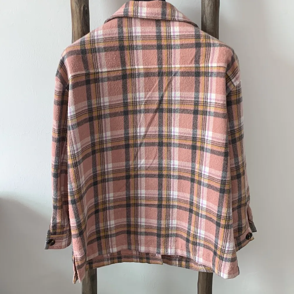Salmon Pink Plaid Jacket Blazer Checked / Size S-XS - Image 5