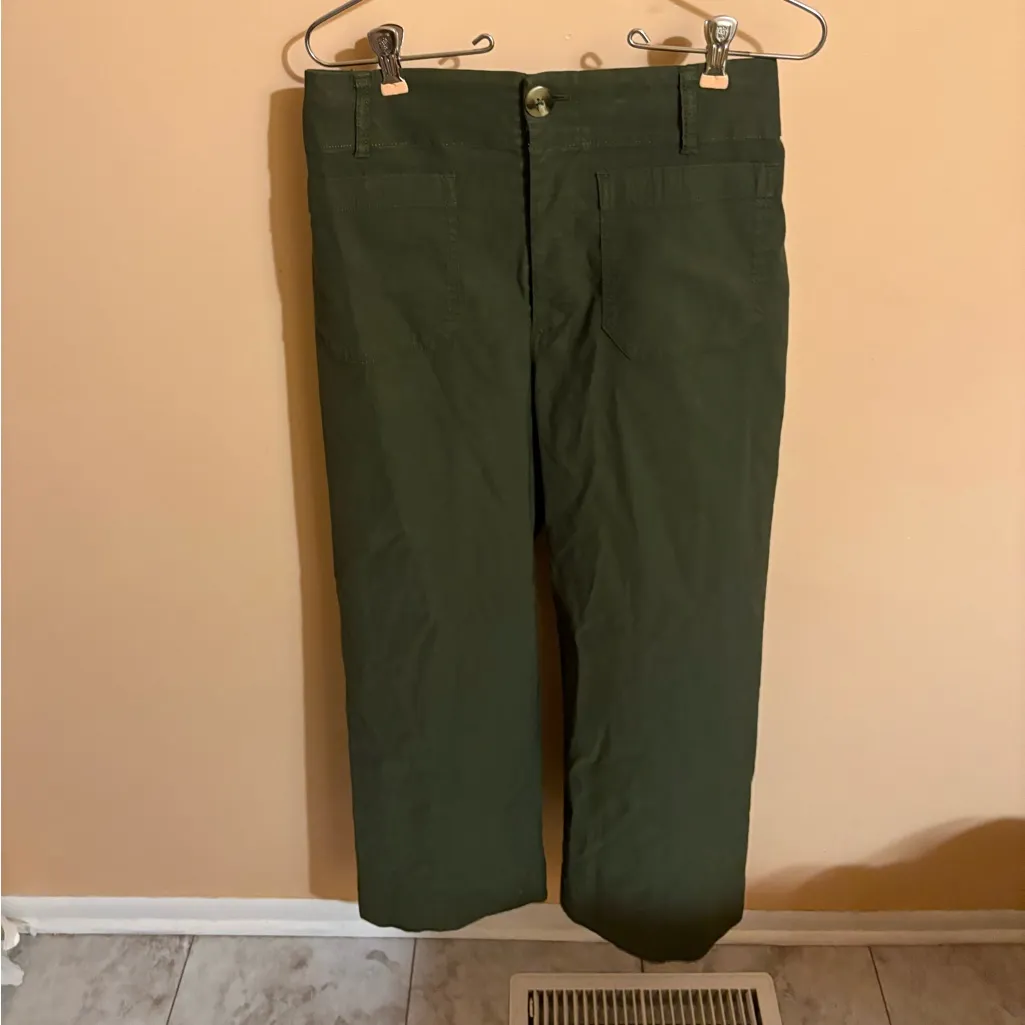 Anthropologie Maeve Colette Magic Fabric Cropped wide-Leg Pants in Dried Fern - Image 5