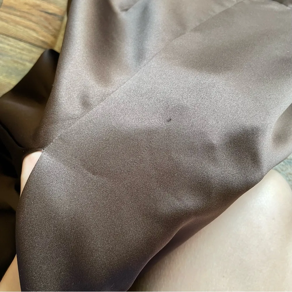 Vera Wang Espresso Brown Boat Neck Sleeveless Satin Maci Bridesmaid Formal Gown - Image 11