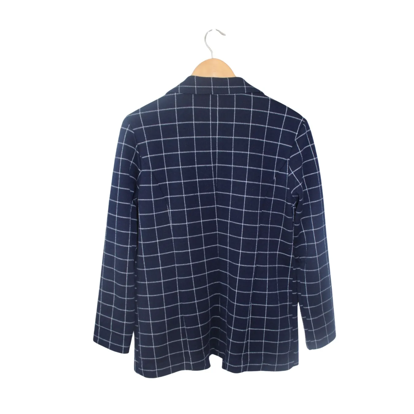 Liverpool Womens Open Front Blazer Jacket Size Small Blue Plaid Stretch - Image 2