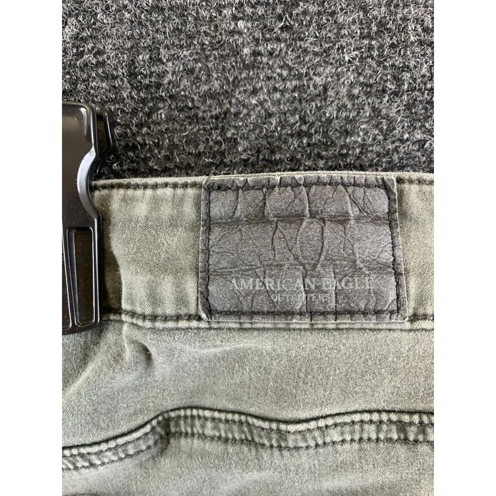 American Eagle Women’s Jeggings Moto Army Green Grunge Size 18 - Image 9