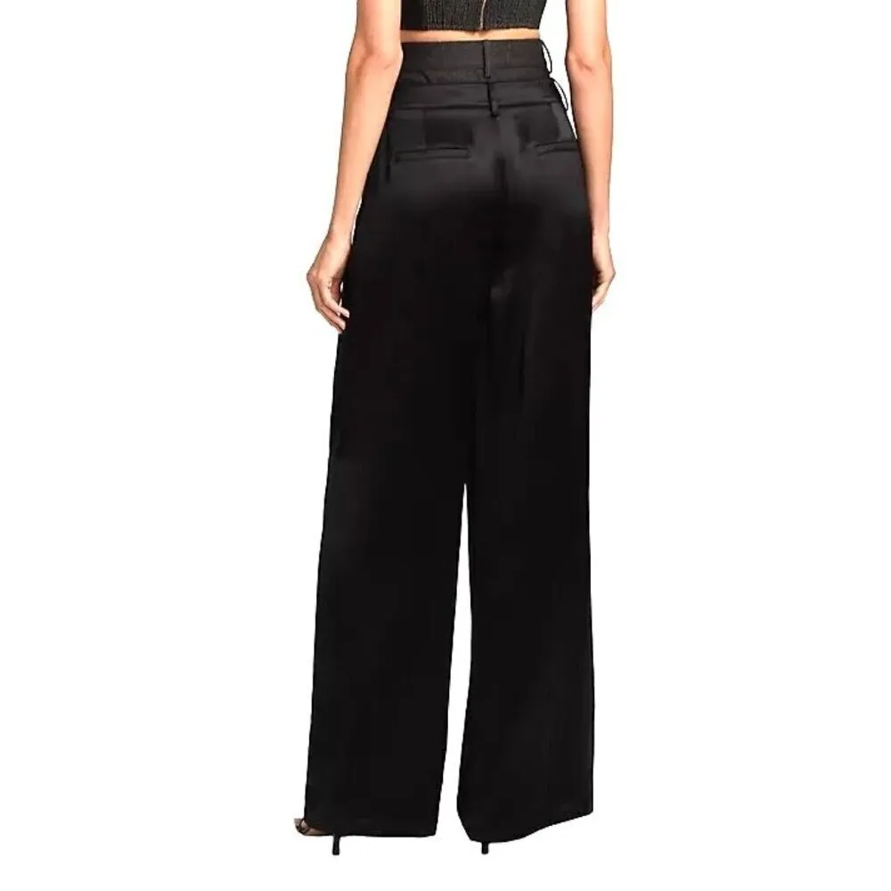 NonChalant Label Simon Pants in Black XSmall Womens Double Buckle Satin Denim Size XS - Image 4