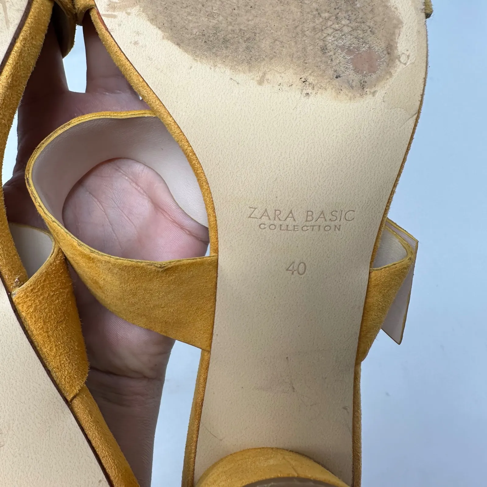 Zara Double Strap Slide Sandals Heels Yellow Size‎ 40 - Image 8