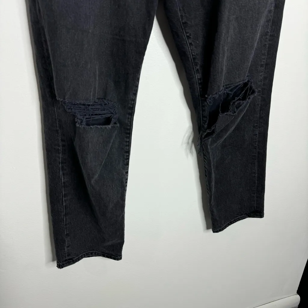 Lucky Brand High Rise Drew Mom‎ Jean Washed Black Ripped Knee Size 12/31 - Image 3