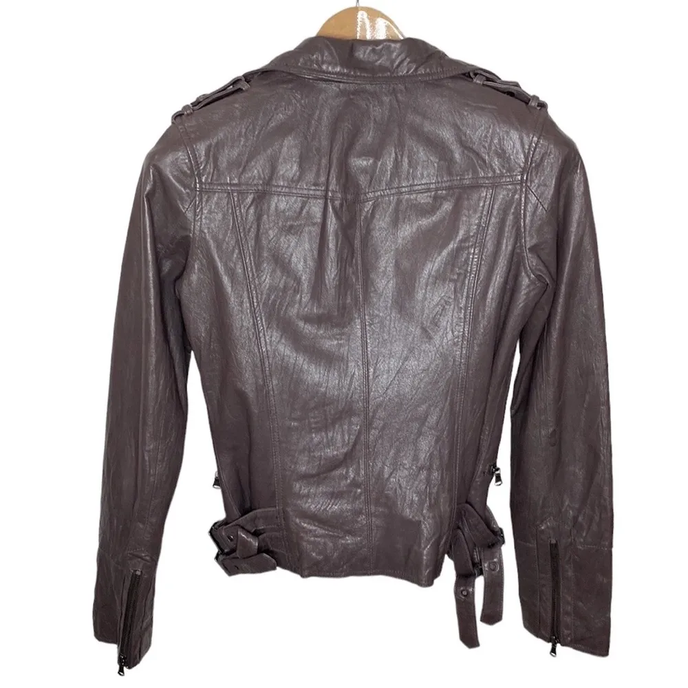 Tinley Road taupe washed real leather Moto jacket size S Gray - Image 2