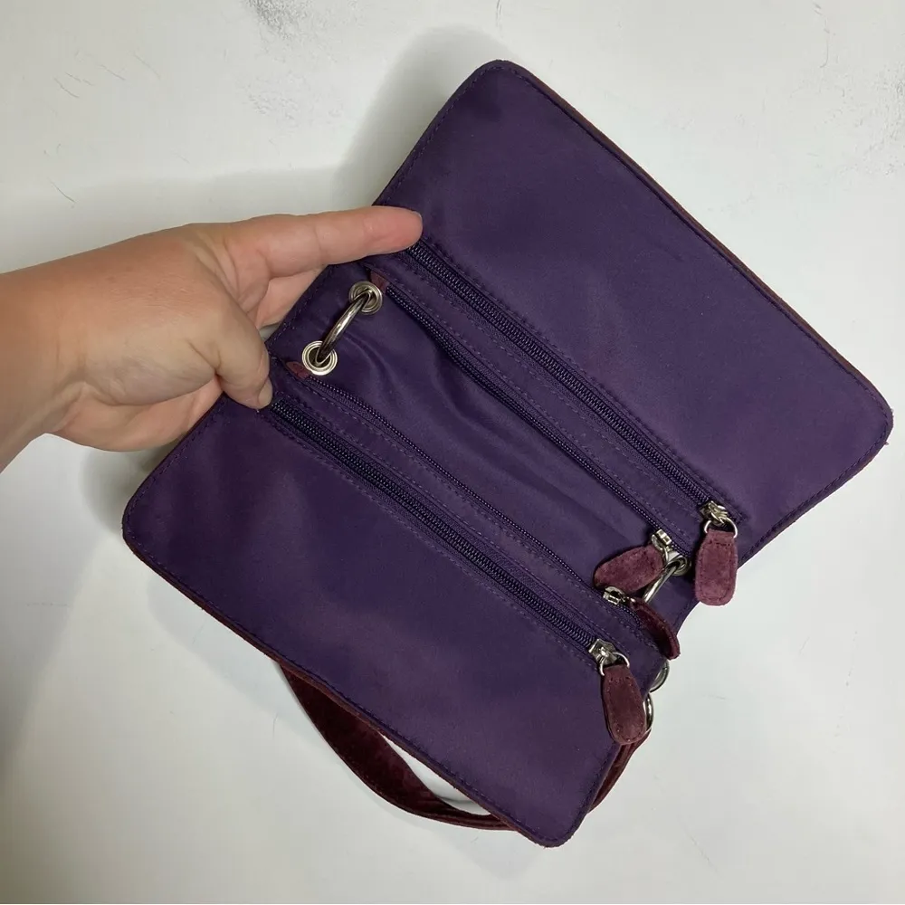 Y2K Wilson leather maxima deep purple plum suede leather shoulder bag 8.5”x4.75” - Image 6