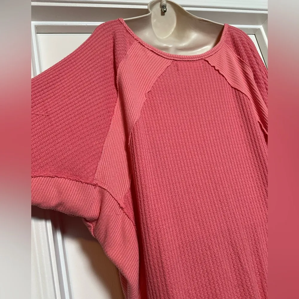 We The Free Free Waffle People Oversized Womens Long Sleeve V-neck Thermal Top M - Image 7