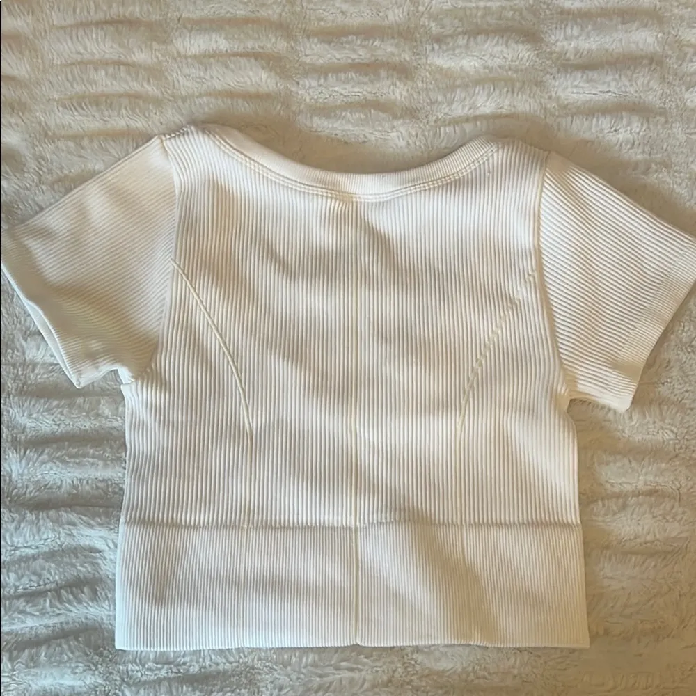 White Ribbed Crop Top - Image 3