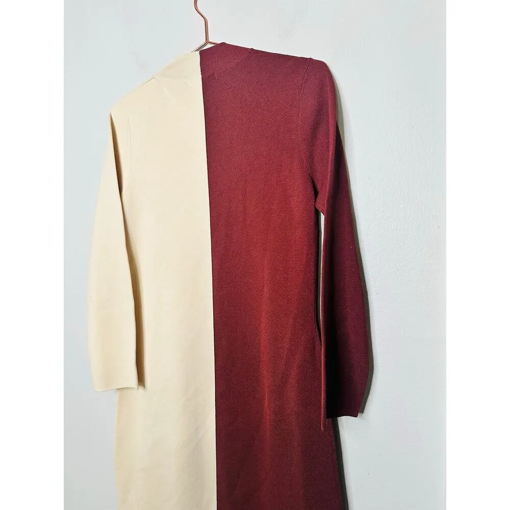 RONNY KOBO COLLECTIVE Brown White Colorblock Knit Sweater Dress Size XL - Image 14