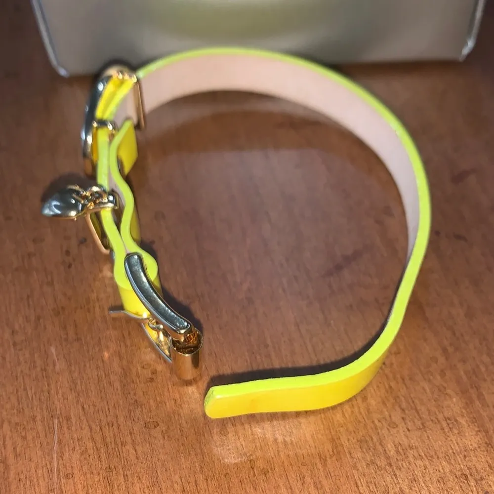 Juicy Couture Pam & Gela Neon Yellow Buckle Bracelet w Good Heart Dangle Charm - Image 6