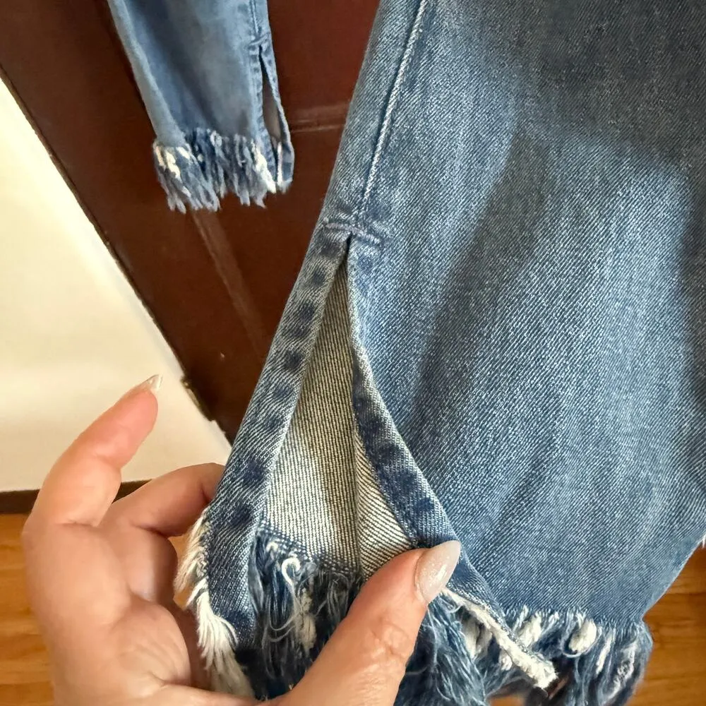 SHOW ME YOUR MUMU | Brooklyn High Rise Jeans with Fringe Hem Harbor Wash | 28 - Image 4