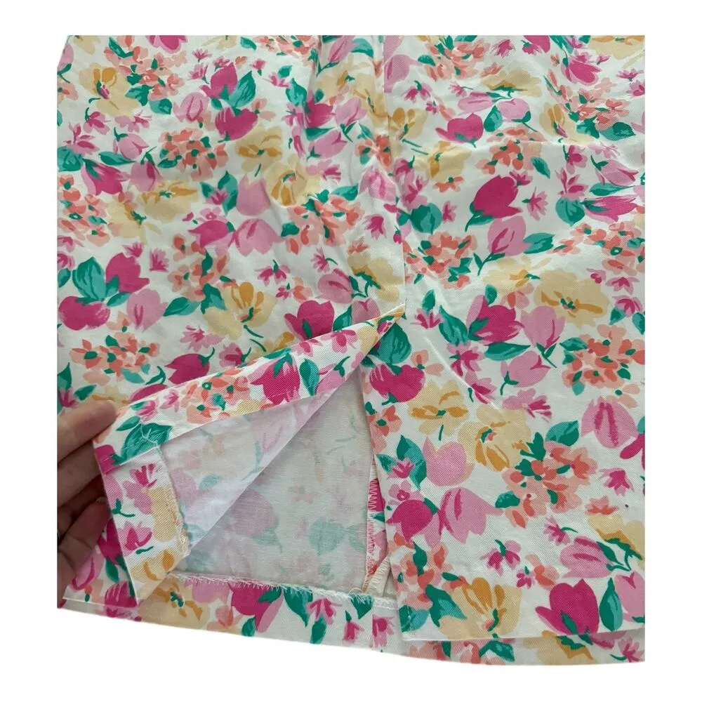 Vintage Hunt Club high waisted pleated floral, pockets, white, pink skirt size 8 - Image 12