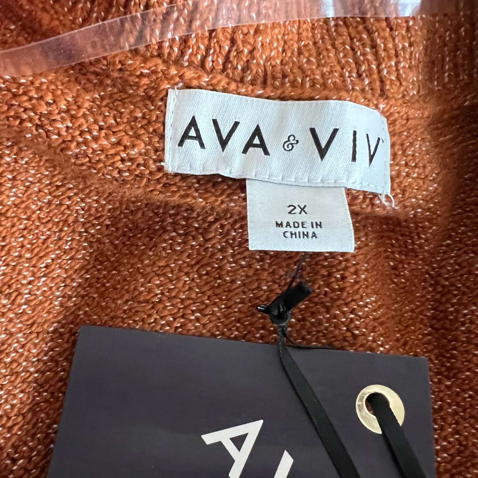 Ava & Viv  Women's Plus Size Bronze Collared Pullover Sweater - Size 2X - NWT - Image 2